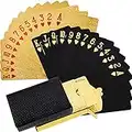 2 Decks Spielkarte wasserdichte Pokerkarten Kunststoff PET Poker Spielkarte Neuheit Poker Spiel Werkzeuge für Familie Spiel Party (Schwarz und Gold)