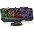 Havit Keyboard Rainbow Backlit Wired Gaming Keyboard Mouse Combo, LED 104 Keys USB Ergonomic Wrist Rest Keyboard, 4800DPI 6 Button Mouse for Windows Gamer Desktop, Computer (Black)