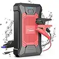 YABER Arrancador de Coches 12000mAh, 1200A Arrancador de Baterias de Coche Negro, Rojo (para 7.0L de Gasolina o 5.5L de Diesel) de IP66 Impermeable Emergencias