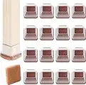 24 PCS Clear Square Silicone Chair Leg Floor Protectors with Felt, Floor Protectors for Chair, Felt Furniture Pads, Chair Leg Caps Covers, No Scratches and Reduce Noise (Fit: 1.1''–1.45'', Clear)