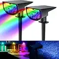 SNOILITE Faretti solari per paesaggi multicolori, faretti solari per esterni impermeabili IP67, 2 in 1 luci di paesaggio solari automatiche senza fili per cortile, giardino, vialetto, portico 2 pezzi