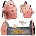 Fexkean Baby Changing Bag Backpack, Multifunction Baby Diaper Bag Travel Back Pack for Boys & Girls Waterproof Stroller Straps Large Capacity Pink