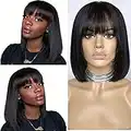 CLAROLAIR Parrucche per capelli umani Straight Short Bob Wigs 150% Density None Lace Front Wigs Capelli Umani Brasiliani Lisci Parrucca Fatta a Macchina Completa 14Inch