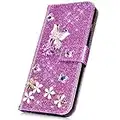 Surakey Coque Galaxy S10e étui à Rabat en Cuir, Brillant Paillette Glitter Etui Housse Cuir PU Portefeuille Folio Flip Case Cover Wallet Coque de Protection pour Samsung Galaxy S10e, Violet