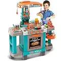 Bakaji Cucina Giocattolo Bambini con Fornello Funzionante Luci Suoni Forno e 34 Accessori Gioco Dimensione 87 x 78 x 29 cm (Azzurro)