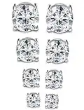 Jstyle 4 Pairs Stainless Steel Mens Womens Magnetic Stud Earrings Non-piercing CZ 4-7mm