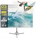 Zingbabu Projector Screen with Stand,100 inch 16:9 HD 4K Rear Front Foldable Portable Projection Screen with Carry Bag for Indoor Outdoor Theater Home Movie or Office