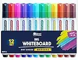 12 Big Whiteboard Pens by SmartPanda – Bullet Tip Whiteboard Markers – Dry Erase Markers, Perfect for Home, School or Office - 12 Set Assorted Colours