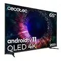 Cecotec Televisor QLED 65” Smart TV V1más Series VQU11065 4K UHD, Android 11, Frameless, MEMC, Dolby Vision y Atmos, HDR10, Wide Color Gamut 96 Porciento, 2 Altavoces 12W y Subwoofer 12 W, 2 Mandos