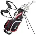 Wilson Amazon Exclusive Beginner Complete Set, 10 golf clubs with stand bag, Men's (right hand), Stretch XL, Black/Grey/Red, WGG157551