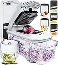 Fullstar All-in-1 Vegetable Chopper, Mandoline Slicer & Cheese Grater | Multi Blade French Fry Cutter & Veggie Dicer | Includes Bonus Handheld Spiralizer & Kitchen Gadgets