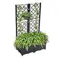 Mingone Rankkasten Hochbeet Pflanzgefäß Garten Terrasse Balkon Pflanzkasten Rankgitter Rankkasten für 2 große Pflanzgefäße mit Selbstbewässerung(Schwarz 80x40x136cm)