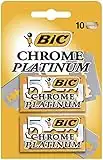 BIC Chrome Platinum, Double Edge Safety Razor, Disposable Single Blades, Stainless Steel, Pack of 10