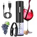 DASIAUTOEM Tire Bouchon Électrique, Cadeau Fete des Peres, Ouvre Bouteille Rechargeable, Ouvre Bouteille Automatique de Vin Tire Bouchon avec Coupe Capsule pour Vin Champagne pour Papa Homme Pères