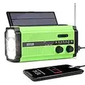 Immver Wind Up Solar Radio, 5000mAh Hand Crank Dynamo Radio Rechargeable, Portable Emergency AM/FM Radio, with 4 Modes LED Torch, Reading Lamp, USB Phone Charger, SOS Alarm, for Outdoor Camping Hiking