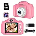 BAISIQI Selfie Cameras for Kids, Toy for 3-8 Year Old Girls Children Digital Cameras with 32 GB Card Video Music Electronic Game Toy Birthday Christmas Idea Gift for Toddler Girls Pink Presents