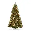 Best Choice Products 9ft Pre-Lit Pre-Decorated Spruce Hinged Artificial Christmas Tree w/ 2,128 Tips, 60 Pinecones, 60 Berries, 900 Lights, Metal Base