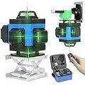 Niveau Laser 360°, 4D 16 Lignes Laser Rotatif Horizontal Vertical d'outil, Autonivelant de Niveaux avec Fonction d'auto-nivellement avec2 * Batteries rechargeables 1500 mAh