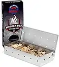 American BBQ Grill Smoker Box - For Smoking Wood Chips and Woodchips - Heavy Duty Stainless Steel - Smoky Flavor Grilled Meat and Fish - For Gas and Charcoal Grill - Perfect Smokebox Gift for Him