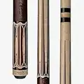 Players HXTE4 PureX Billiard Cue Stick Natural Birdseye Maple Forearm and Butt With Split Graphic Rengas Points, Pearled Diamonds with Black Spires, Brown Lizard Print Embossed Leather Wrap, 19-Ounce, 12.75mm Tip