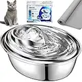 ORSDA Cat Water Fountain Stainless Steel, Pet for Cats Inside 2L, Automatic Dispenser, Dog Fountain, Metal Drinking Steel