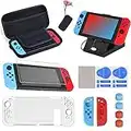 17 en 1 Kit de Accesorios para Nintendo Switch, Funda para Nintendo Switch con 10 Cartucho de Juego | 2 Protector de Pantalla | Carcasa de Silicona y Plastico | Tapas para Joystick | Soporte Ajustable