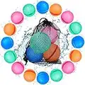 SOPPYCID Reusable Water Bomb Balloons, Latex-Free Silicone Water Splash Ball with Mesh Bag, Self-Sealing Water Bomb for Kids Adults Outdoor Activities Water Games Toy Summer Fun Party Supplies (16Pcs)