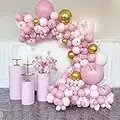 Kit Guirnalda Globos Rosa, 122 piezas Decoración Boda, kit Arco Globo con Rosa, Dorados Metálicos Globo y Mariposa Dorada para Niñas, Mujeres, Fiestas de Cumpleaños, Novias, Decoraciones para Bodas