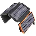 A ADDTOP Solar Charger Power Bank - 25000mAh Portable Solar Phone Charger with 4 Solar Panels & Dual 2.1A USB A Outputs External Battery Pack for Phones Tablets Outdoor Camping