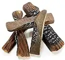 Large Ceramic Gas Logs, 5 Piece Set of Decoration Ceramic Wood Logs, Use in Indoor, Gas Inserts, Vented, Electric, or Outdoor Fireplaces & Fire Pits. Realistic Clean Burning Accessories