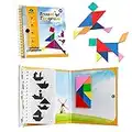 Coogam Magnétique Voyage Tangram Puzzles Livre Jeu Tangrams Jigsaw Formes Dissection avec Solution pour Enfant Adulte Vacances Tangos Voyageur Défi IQ Jouet Éducatif (360 Patterns)