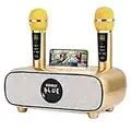 Karaoke Machine for Adults and Kids,Portable Bluetooth 2 Wireless Karaoke Microphone with Holder/USB/TF Card/AUX-in, PA Speaker System for Home Party, Picnic,Car,Outdoor/Indoor