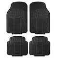 FH Group Automotive Floor Mats Black Universal Fit Heavy Duty Rubber for All Weather Protection fits Most Cars, SUVs, and Trucks, 4 Piece (Full Set Trimmable) F11305BLACK