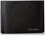 Calvin Klein Hombre Cartera Warmth Trifold 10 CC Coin Large Pequeña, Negro (Ck Black), Talla Única