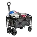 MacSports XL Heavy Duty Collapsible Outdoor Folding Wagon Camping Gear Grocery Cart Portable Lightweight Utility Cart Adjustable Rolling Cart All Terrain Sports Wagon Beach Wagon with Cargo Net