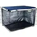 kefit Durable Dog Crate Cover-Double Door, Pet Kennel Cover Waterproof Anti-UV Dog Cage Cover Fit for 36-48 inches Crate