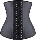 YIANNA Women Long Torso Waist Trainer for Weight Loss Body Shaper Cincher Latex Corset 4 Hooks Black 11211 L