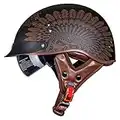 VCOROS Motorcycle Half Helmet Sun Visor Quick Release Buckle DOT Approved Half Face Helmets for Men Women (Indian, M)