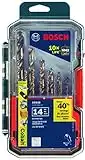 BOSCH CO14B 14-Piece Cobalt M42 Metal Drill Bit Assorted Set for Drilling Applications in Stainless Steel, Cast Iron, Titanium, Light-Gauge Metal, Aluminum