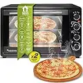 Counter Top Oven with Circulation Air 45 L Black 2000 W Rotisserie Timer Mini Oven Pizza Oven 2 Baking Trays Grill