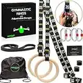 awegym Gymnastic Rings with Adjustable Straps, 1.1" Olympic Rings, Calisthenics Rings Equipment, Gym Rings with Straps for Home Workout, Outdoor Exercise Rings, Crossfit Pull Up Row Dip Ring Training