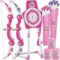 GMAOPHY Bow and Arrow Toys for 5 6 7 8 9 10 Years Olds Girls, Indoor Outdoor Activity LED Light Up Archery Set for Girls Birthday Gift, for Kids Ages 6-8, 2 Bow, 20 Arrows, Archery Target