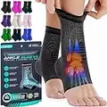 MODVEL 2 Pack Ankle Brace Compression Sleeve | Injury Recovery, Joint Pain | FSA or HSA eligible | Achilles Tendon Support, Plantar Fasciitis Foot Socks with Arch Support (Medium) (MV-151-M-BL)