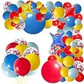 MEMOVAN Carnival Circus Balloon Garland Arch Kit 120pcs Red Blue Yellow Primary Balloons DIY Fiesta Balloon Rainbow Confetti and Star Foil Balloons for Carnival Circus Hero Story Paw Party