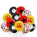 Mickey Mouse Balloons,40Pcs 12 Inch Red Black Yellow Mickey Color Confetti Balloons Kit for Baby Bbay Baby Shower Mickey Mouse Theme Party Supplies Mickey Mouse Kids Birthday Decorations with Ribbon