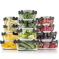 FineDine Glass Food Storage Containers - 24-Piece Airtight Pantry Food Containers with Lids - Leak Proof Meal Prep Containers for Travel or Dining - Freezer, Oven & Dishwasher Safe