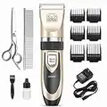 CAHTUOO Dog Grooming Clippers, Professional Pet Grooming Kit Rechargeable Pet Shaver Cordless Silent Dog Hair Trimmer with 4 Comb Attachments & Extra Tools for Dogs Cats and Pets