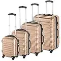 TecTake 800317 Conjunto de 4 Maletas ABS, Set de 4 Piezas, Trolley de Viaje, Carcasa Rígida, Ruedas con Giro de 360 (Champán | No. 403984)