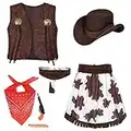 TOGROP Cowgirl Costume for Girls 6pcs Set Kids Dress Up Birthday Halloween Party Cosplay 8-10 Years