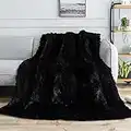 Uttermara Shaggy Faux Fur Weighted Blanket Queen Size, 15 lbs Long Fur Sherpa Soft Fluffy Bed Blanket for Adults, Ultra Cozy Warm Sherpa Throw Full/Queen Size Sofa Bed Blanket, 60 x 80 inches, Black